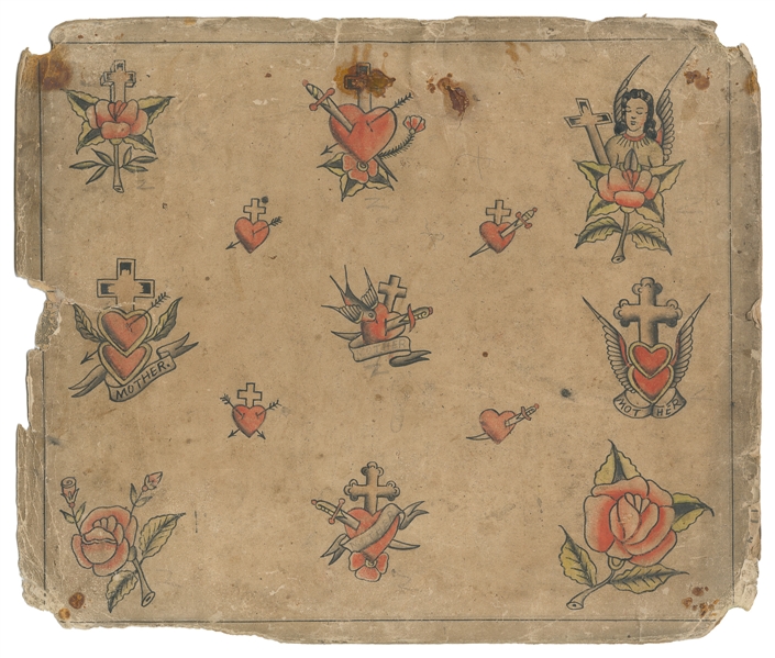  American Traditional Tattoo Flash Sheet. The Bowery, New Yo...