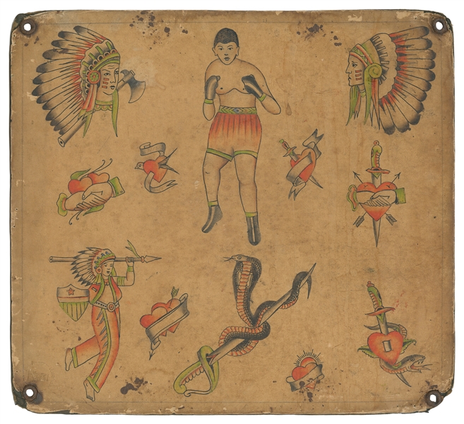  Traditional American Tattoo Flash Sheet. The Bowery, New Yo...