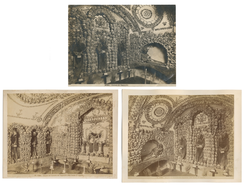 Three large mounted photographs of the Capuchin Crypt in Ro...