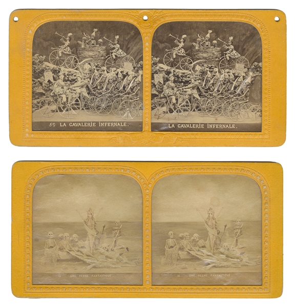  Group of French “Diableries" and Capuchin Crypt stereoview ...