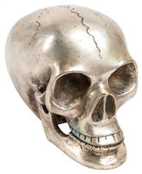 Silver Plated Memento Mori Desk Skull. Circa early to mid-2...