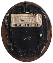 French Hair Mourning Display. France, 19th century. Oval wo...