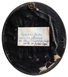  French Hair Mourning Display. France, ca. 1895. Oval wooden...