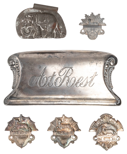  Group of 6 Casket Plaques. Circa early 20th century. Includ...