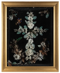  Funeral Feather Wreath / Cross Shadowbox Display. Circa 19t...