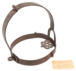  A Brank or Scold's Mask. Wrought iron headpiece, likely a 1...