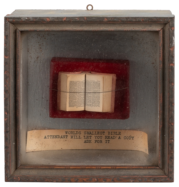  [WEE BOOK]. “Worlds Smallest Bible" Shadowbox Display from...