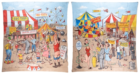  NORMAN, Killbuck. Two panel carnival sideshow banner. Paint...