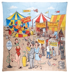  NORMAN, Killbuck. Two panel carnival sideshow banner. Paint...