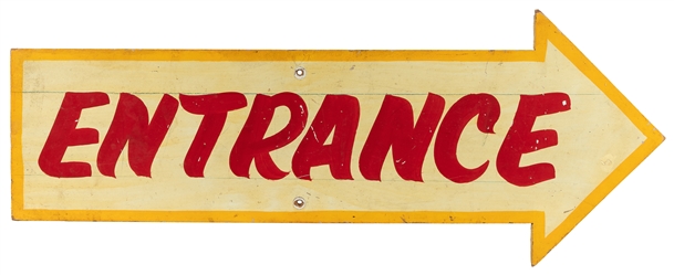  Carnival Entrance Directional Sign. Circa 1980s. Wooden han...
