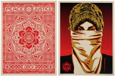  FAIREY, Shepard (American, b. 1970). Two works. Sarah and O...