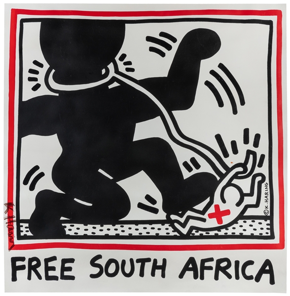  HARING, Keith (American, 1958-1990). Free South Africa. 198...