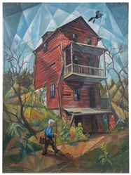  MENGELSON, George W. (American, 20th Century). Cubist Farmh...