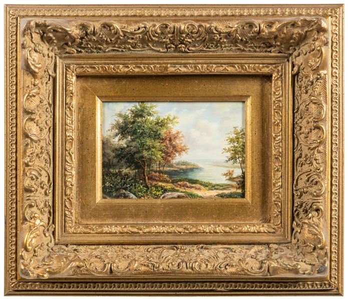  [UNKNOWN ARTIST]. Untitled Landscape with Lake. [Ca. 20th c...