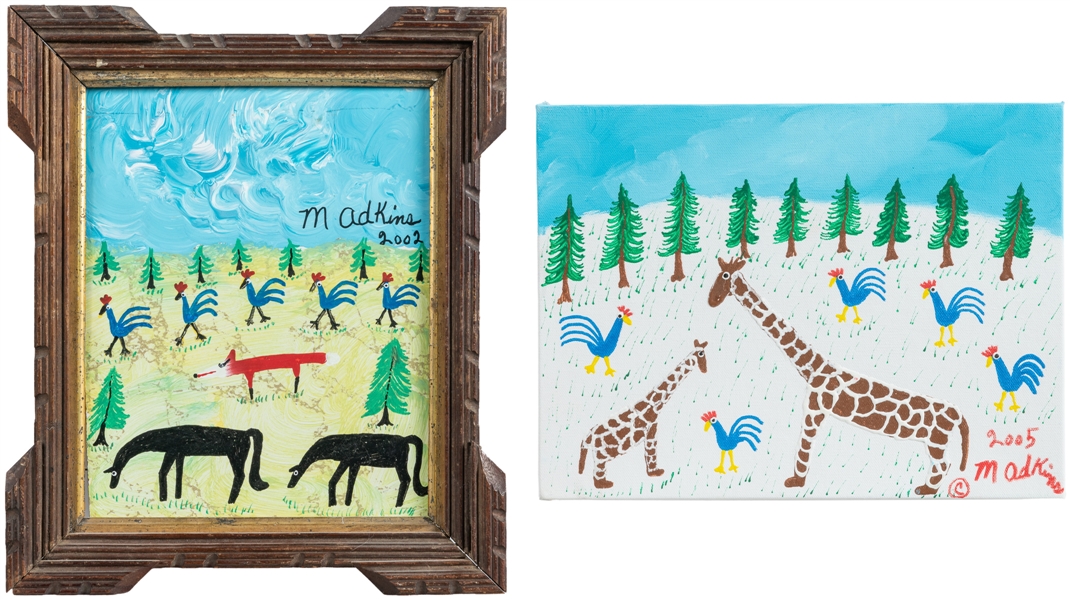  ADKINS, Minnie (American, b. 1934). Untitled. (Giraffes and...