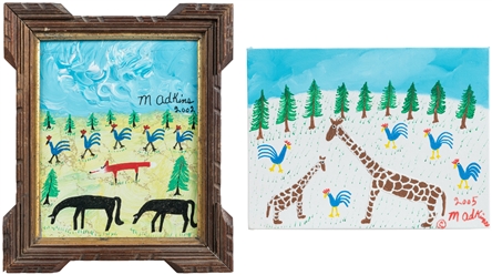  ADKINS, Minnie (American, b. 1934). Untitled. (Giraffes and...