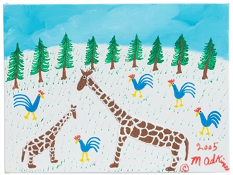  ADKINS, Minnie (American, b. 1934). Untitled. (Giraffes and...
