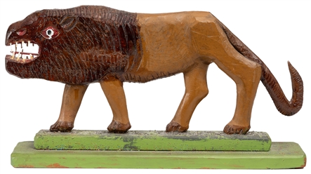  PIERCE, Elijah (American, 1892-2003). Lion. Circa 1975. Sig...