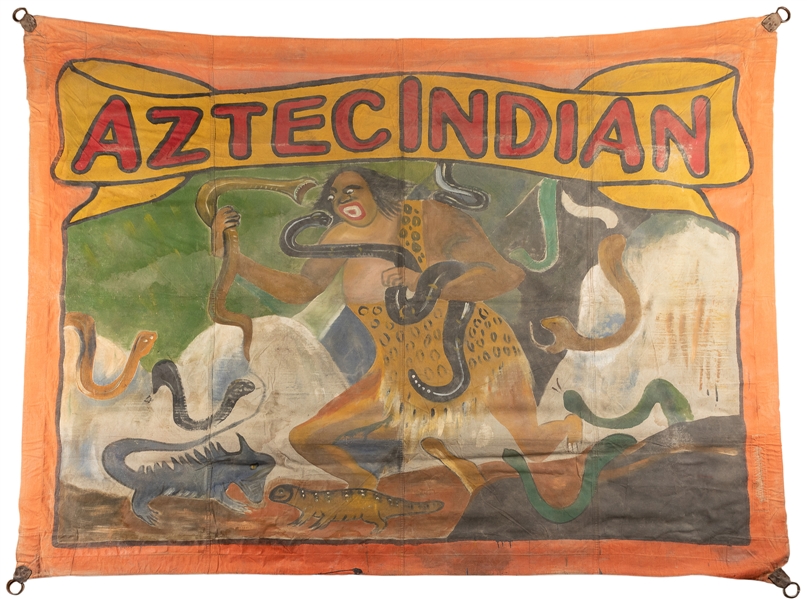 [SIDESHOW BANNERS] Aztec Indian (with Snakes). Not dated. P...