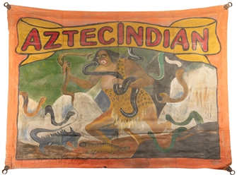  [SIDESHOW BANNERS] Aztec Indian (with Snakes). Not dated. P...