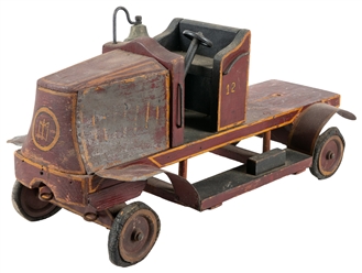  [FOLK ART]. Hand-Made Wood and Tin Model of a Fire Engine w...