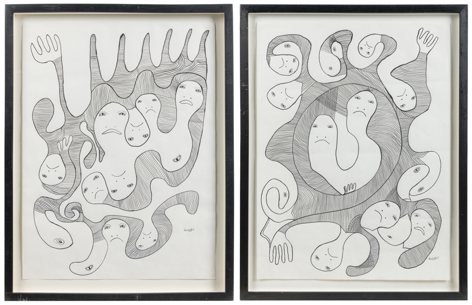  EXIL, Levoy (Haitian, b. 1944). Two Untitled Drawings. 1988...