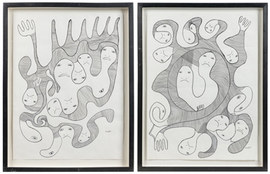  EXIL, Levoy (Haitian, b. 1944). Two Untitled Drawings. 1988...