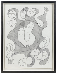  EXIL, Levoy (Haitian, b. 1944). Two Untitled Drawings. 1988...