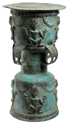  Indonesian Handcrafted and Wrought Iron Drum. 20th century....