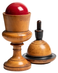  Color Changing Ball Vase. Circa 1890. Turned wooden vase ch...
