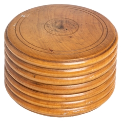  Turned Wooden Cork or Ball Box. Circa 1890. Turned round wo...