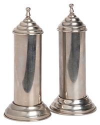  Ball Columns. German, ca. 1920s. Two nickel plated tubes wi...