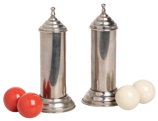  Ball Columns. German, ca. 1920s. Two nickel plated tubes wi...