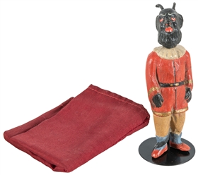  Bonus Genius. Circa 1890. Carved wooden figure of a horned ...