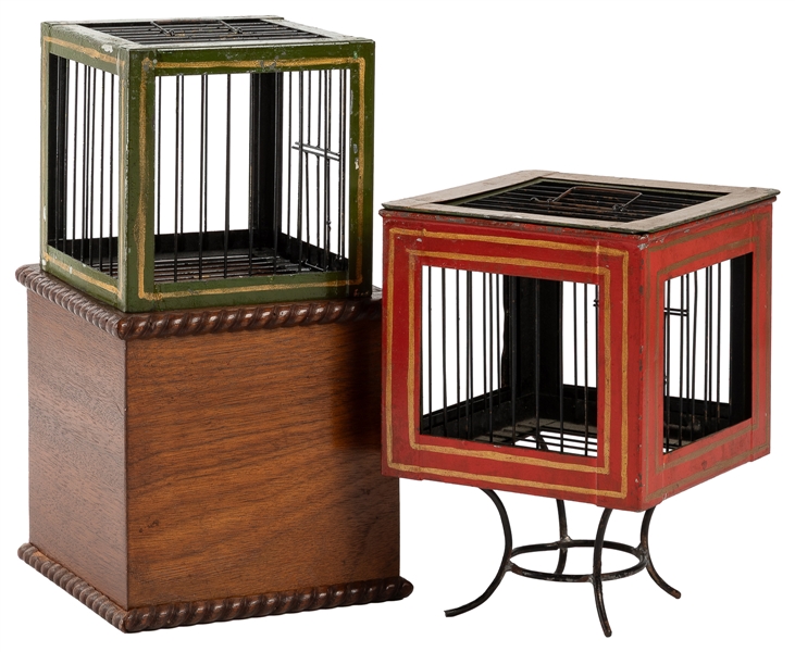  Flyto Cage. Circa 1890. A metal bird cage vanishes from a h...