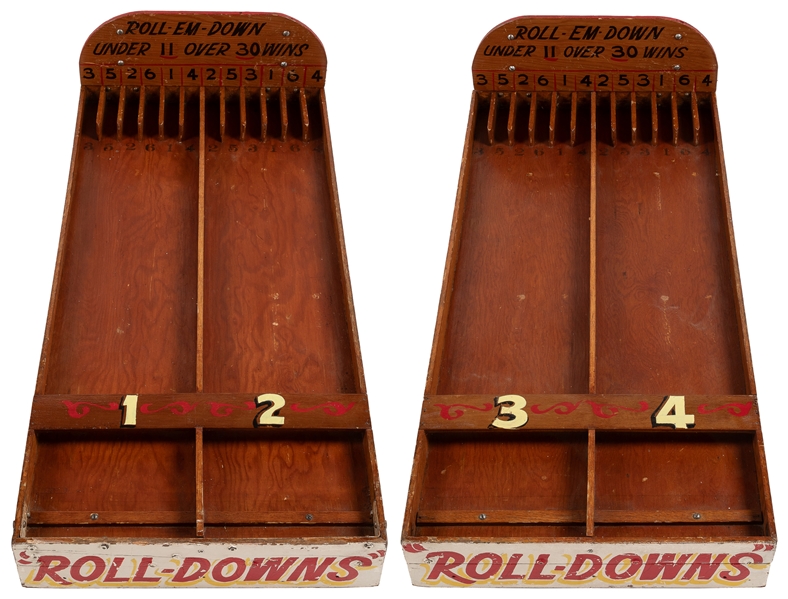  [CARNIVAL GAMES]. Pair of “Roll – Em – Down" Ball Play Boar...