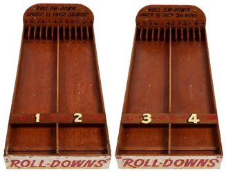  [CARNIVAL GAMES]. Pair of “Roll – Em – Down Ball Play Boar...