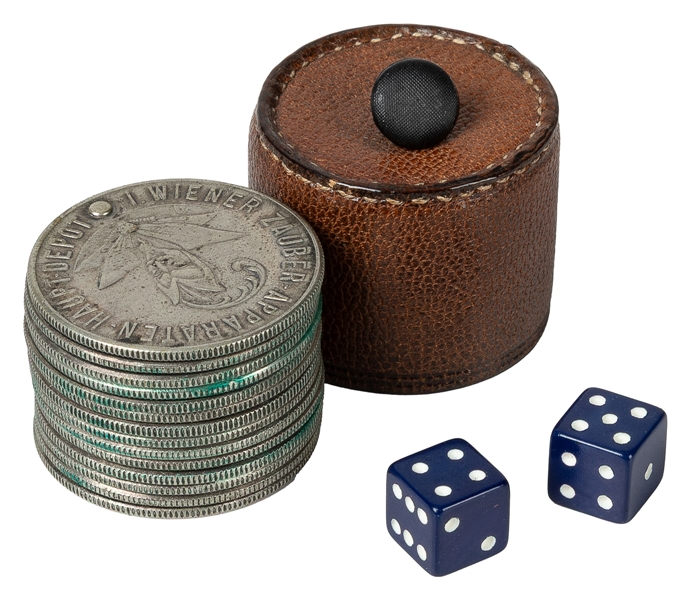  Cap and Pence. Vienna: Zauber-Klingl, 1930s. A stack of coi...