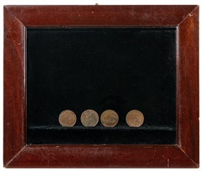  Clockwork Coin Production Frame. Circa 1880. Fine mahogany ...