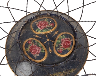  Flower Production Basket. Circa 1890. Wire basket with orna...