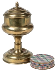  Snuff Vase. Circa 1880. Spun brass vase aids in the vanish,...