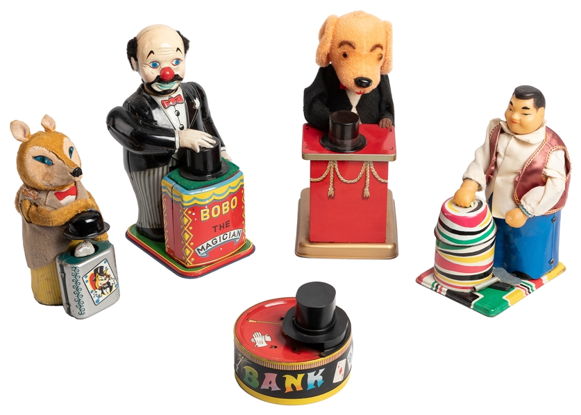  [TOYS – MAGIC]. Five Wind-Up Magic-Themed Toys. Including B...