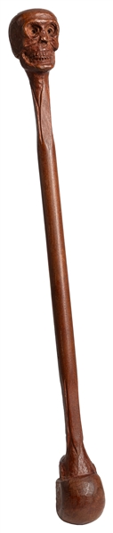  Carved Skull Wand. Circa 1961. Wooden magicians wand carve...