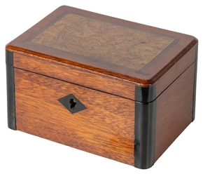  Watch Box. Circa 1900. Small wooden jewelry box with mirror...
