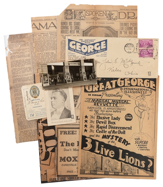  GEORGE, Grover (1877 – 1958). Small file of ephemera. Ten p...