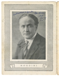  HOUDINI (Erik Weisz, 1874 – 1926). Signed Houdini Final Tou...