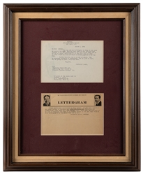  HOUDINI (Erik Weisz, 1874 – 1926). Houdini Lettergram and C...