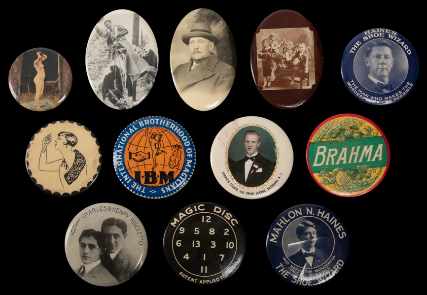  [POCKET MIRRORS]. Group of 12 magic and other pocket mirror...