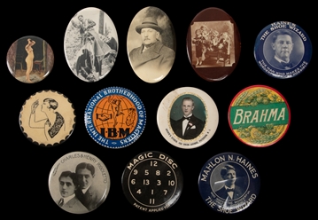  [POCKET MIRRORS]. Group of 12 magic and other pocket mirror...