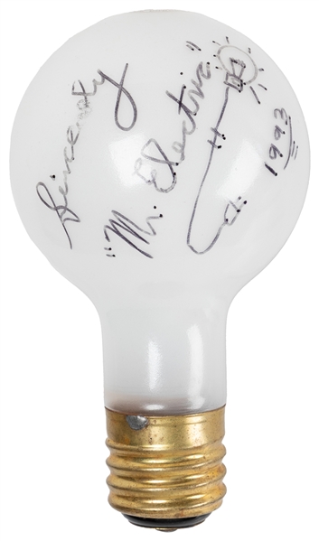  ROY, Marvyn (1925 – 2020). 500-Watt Bulb Signed by “Mr. Ele...